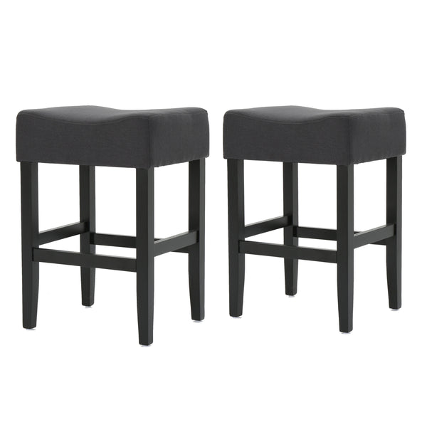 gdf studio Portofino 26-Inch Backless Dark Charcoal Fabric Counter Stools (Set of 2)
