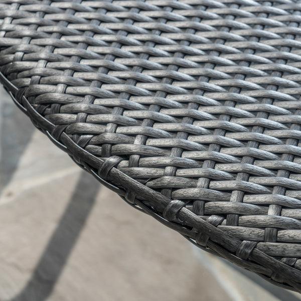 Gdf Studio Portola Outdoor 5 Piece Grey Wicker Dining Set With Cushions