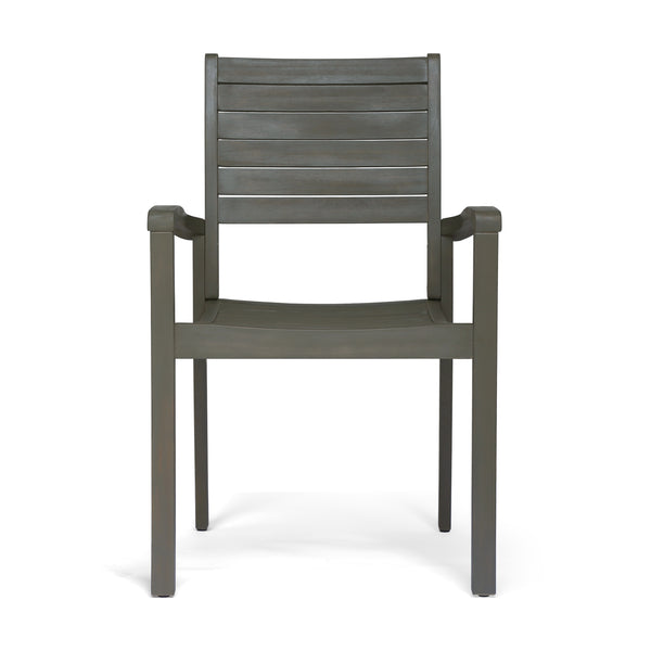 Gdf Studio Powell Outdoor 6-Seater Oval Acacia Wood Dining Set