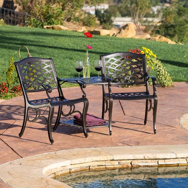 Gdf Studio Prague Outdoor Cast Aluminum 2-Seater Set