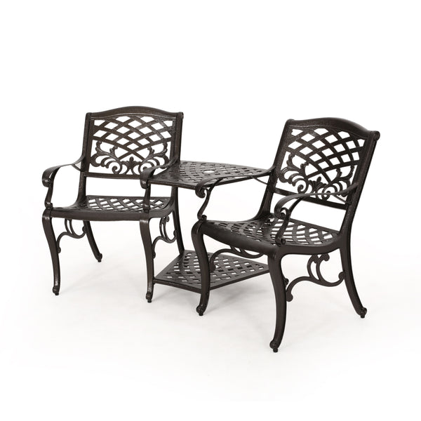 gdf studio Prague Outdoor Cast Aluminum 2-Seater Set