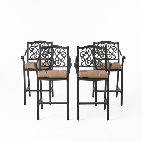 Gdf Studio Prescott Outdoor Barstool With Cushion (Set Of 4)