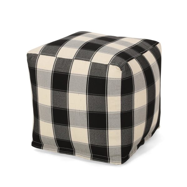 Gdf Studio Prestage Modern Fabric Checkered Cube Pouf