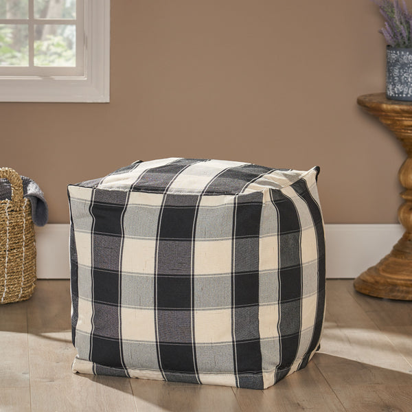 Gdf Studio Prestage Modern Fabric Checkered Cube Pouf
