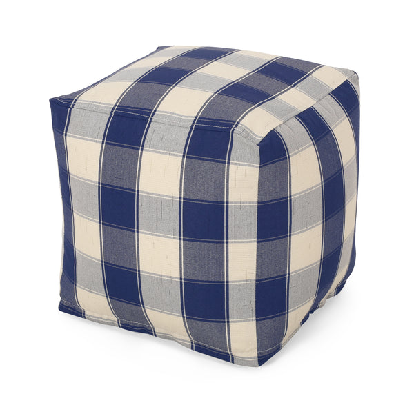 gdf studio Prestage Modern Fabric Checkered Cube Pouf