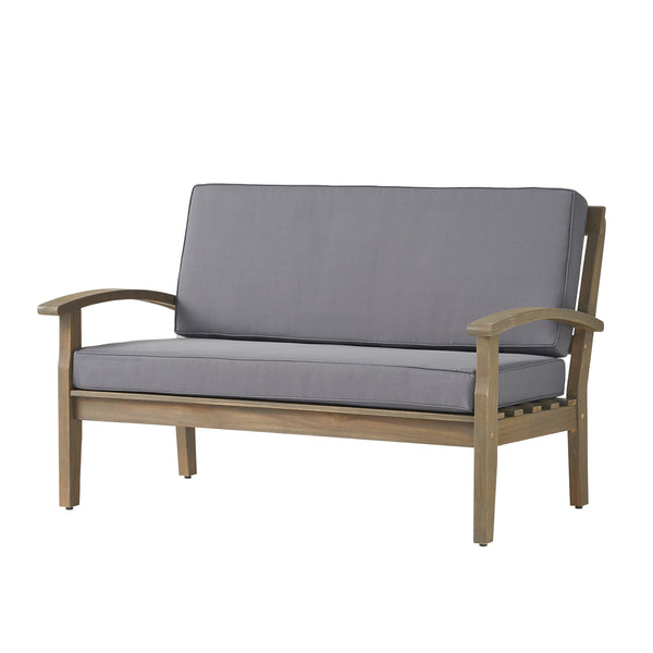 Gdf Studio Preston Outdoor Acacia Wood Loveseat And Coffee Table