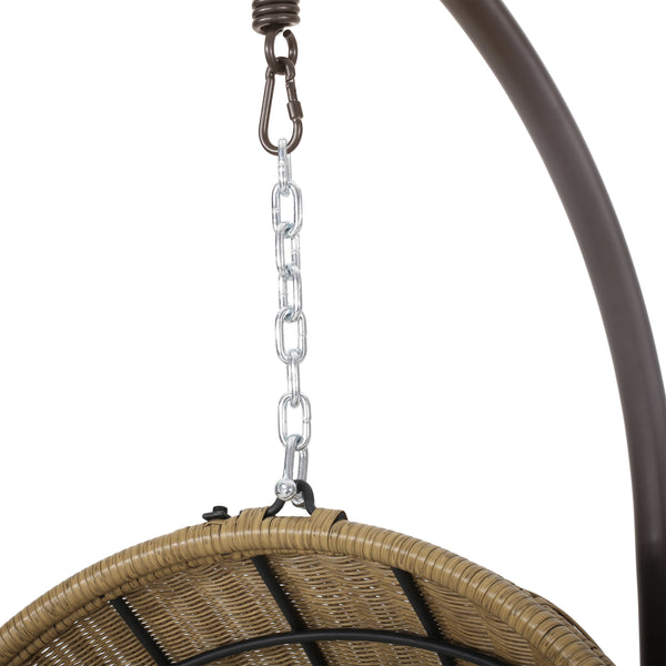 Gdf Studio Primo Outdoor Wicker Hanging Basket Egg Chair With Stand