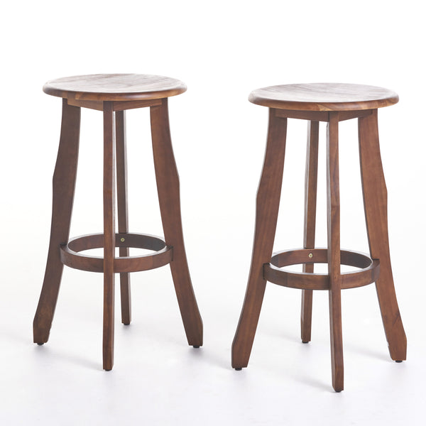 gdf studio Primrose 30-Inch Outdoor Dark Brown Finished Acacia Wood Barstools