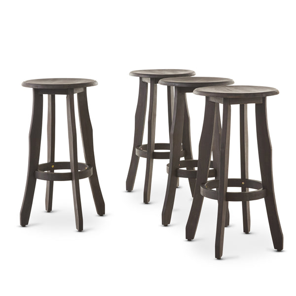 Gdf Studio Primrose 30-Inch Outdoor Dark Grey Finished Acacia Wood Barstools