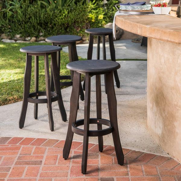Gdf Studio Primrose 30-Inch Outdoor Dark Grey Finished Acacia Wood Barstools