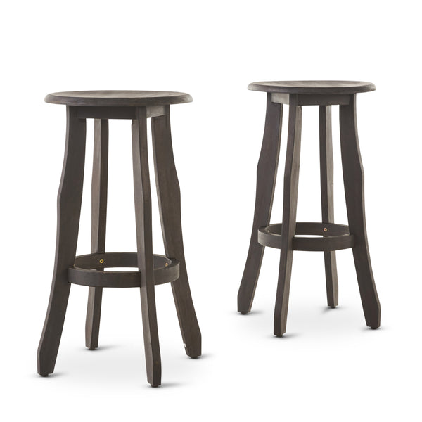 gdf studio Primrose 30-Inch Outdoor Dark Grey Finished Acacia Wood Barstools