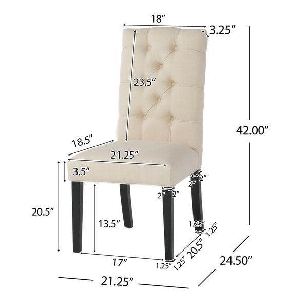 Gdf Studio Prince Tufted Natural Plain Fabric Dining Chair (Set Of 2)