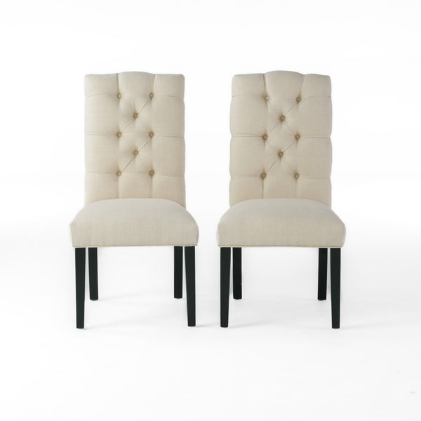 gdf studio Prince Tufted Natural Plain Fabric Dining Chair (Set of 2)