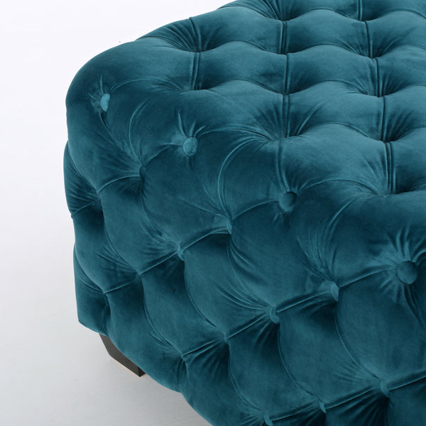 Gdf Studio Provence Tufted New Velvet Fabric Ottoman Pouf