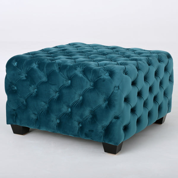 gdf studio Provence Tufted New Velvet Fabric Ottoman Pouf