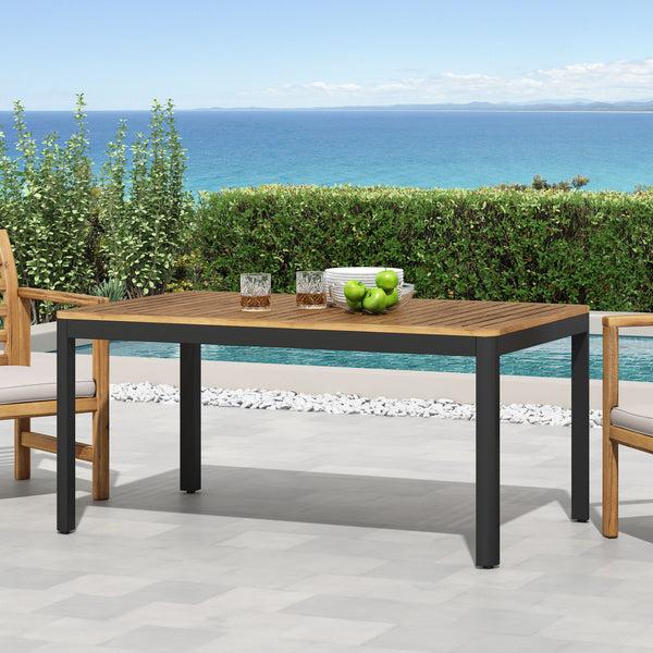 Gdf Studio Province Outdoor Aluminum Dining Table Natural And Black
