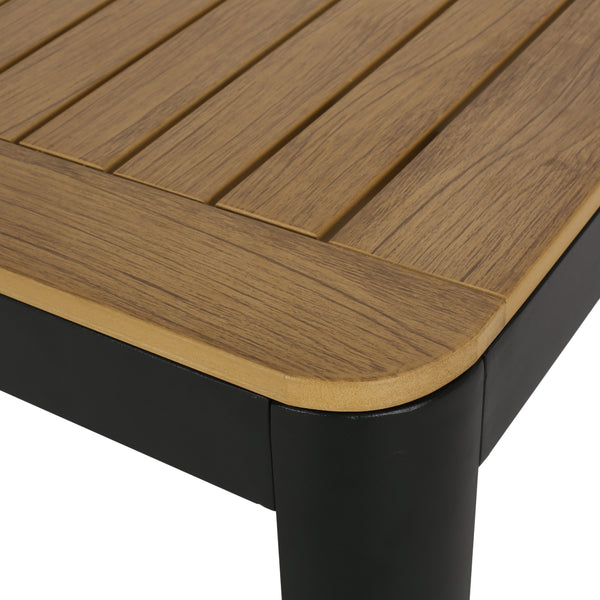 Gdf Studio Province Outdoor Aluminum Dining Table Natural And Black