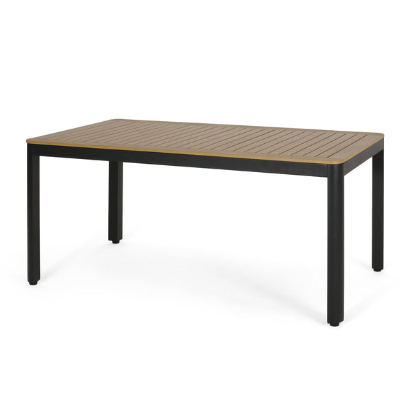 gdf studio Province Outdoor Aluminum Dining Table Natural and Black
