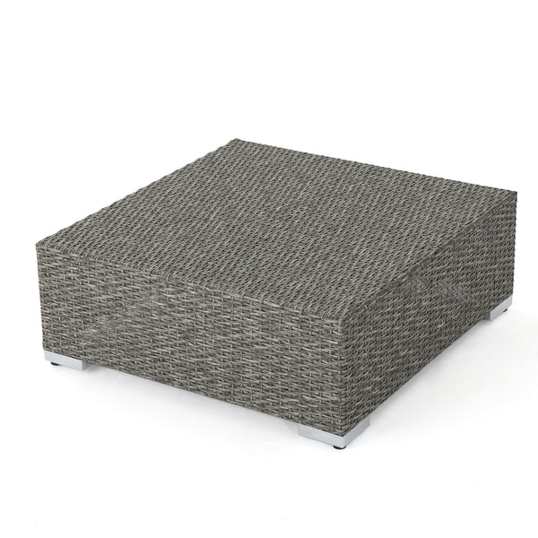 Gdf Studio Pueblo Outdoor 7 Seat Wicker V Shaped Sectional Sofa W/ Water Resistant Cushions