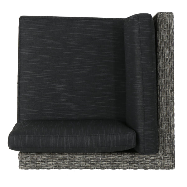 Gdf Studio Pueblo Outdoor 7 Seat Wicker V Shaped Sectional Sofa W/ Water Resistant Cushions