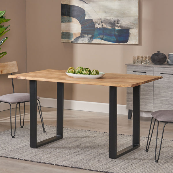 Gdf Studio Pullen Modern Industrial Acacia Wood And Iron Dining Table Natural And Black