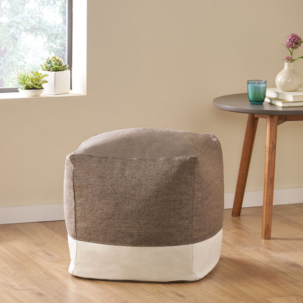 gdf studio Punjab Tattnall Contemporary Two Tone Fabric Cube Pouf