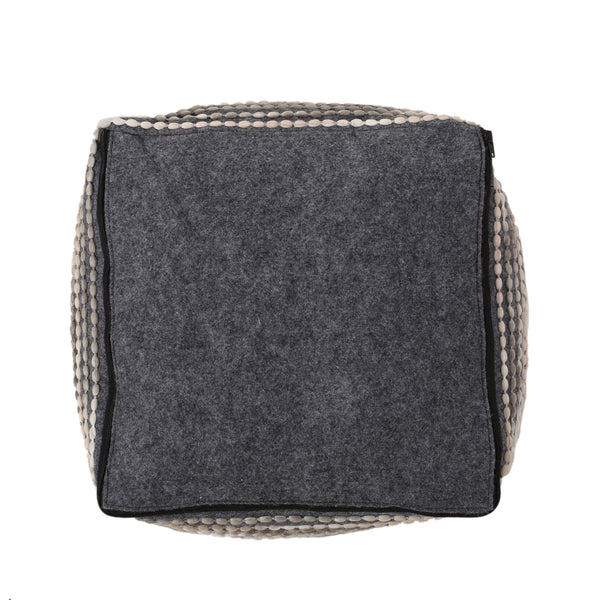 Gdf Studio Purvis Jarrett Boho Handcrafted Fabric Cube Pouf Ivory Beige And Gray