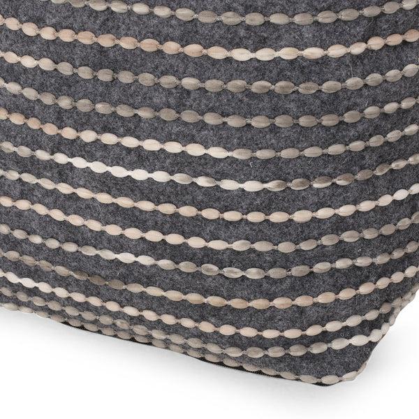 Gdf Studio Purvis Jarrett Boho Handcrafted Fabric Cube Pouf Ivory Beige And Gray