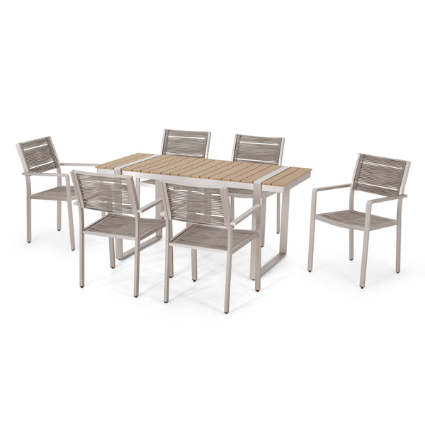 Gdf Studio Quay Outdoor 7 Piece Aluminum Dining Set
