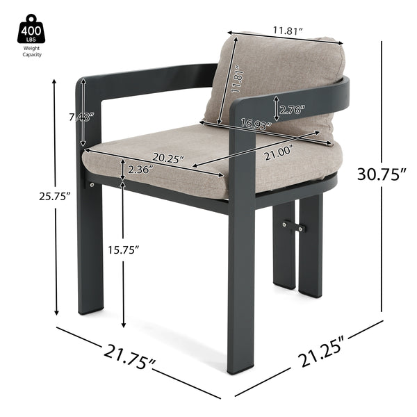 Gdf Studio Quentinn Outdoor Patio Dining Chairs With Cushion Set Of 2