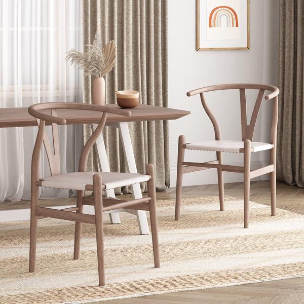 Gdf Studio Quince Mid Century Boho Ash Wood Dining Chairs Set Of 2