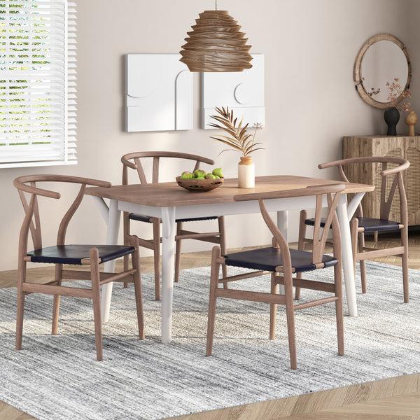 gdf studio Quince Mid Century Boho Ash Wood Dining Chairs Set of 4
