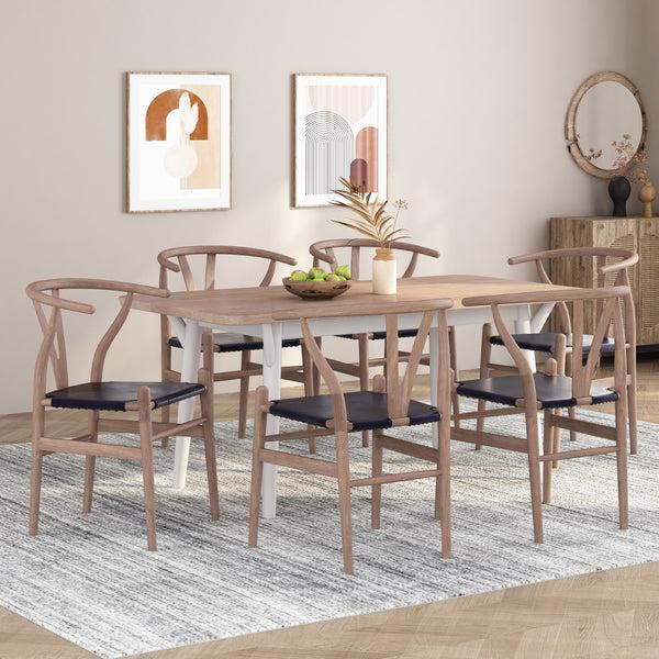 gdf studio Quince Mid Century Boho Ash Wood Dining Chairs Set of 6