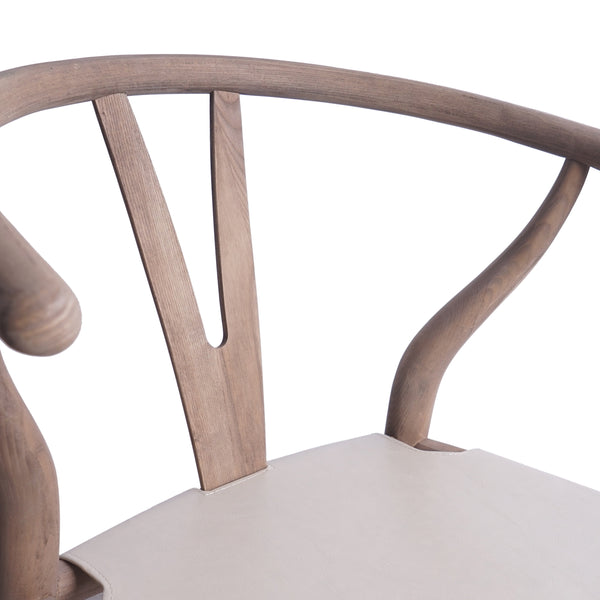 Gdf Studio Quince Rustic Faux Leather And Elm Wood Wishbone Chair