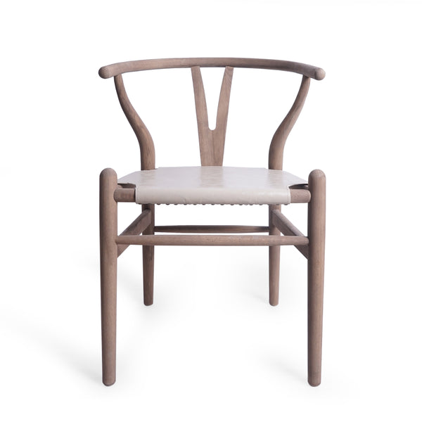 gdf studio Quince Rustic Faux Leather and Elm Wood Wishbone Chair