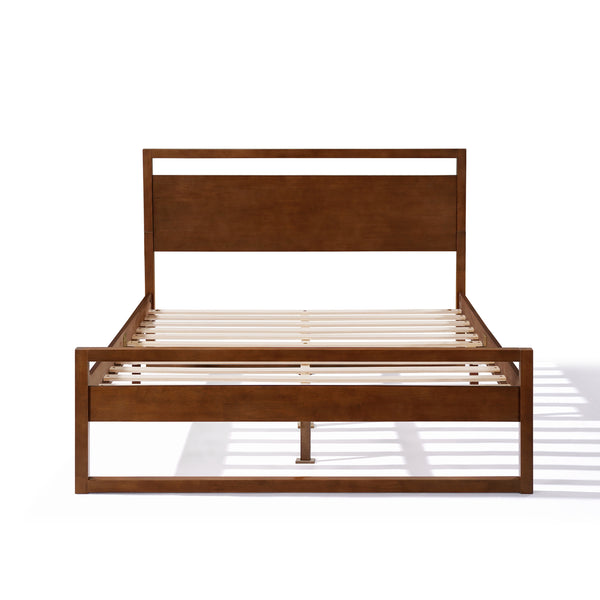 gdf studio Quorrilos Walnut Wood Queen Bed with Headboard and Silent Slats