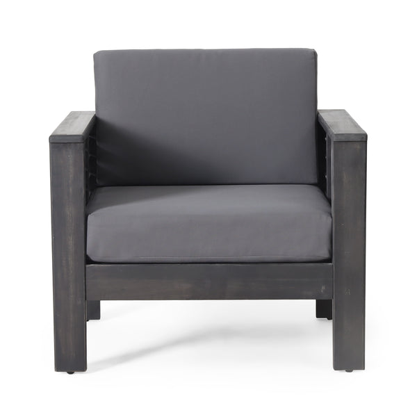 Gdf Studio Rabun Outdoor Acacia Wood 4 Seater Chat Set With Cushions