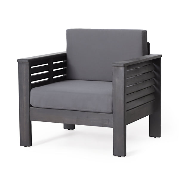 Gdf Studio Rabun Outdoor Acacia Wood Club Chairs With Cushions
