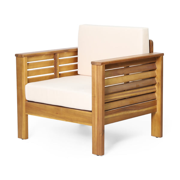 gdf studio Rabun Outdoor Acacia Wood Club Chairs with Cushions