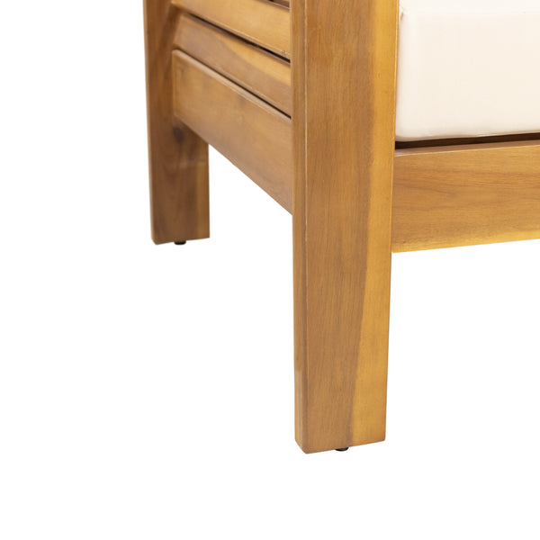 Gdf Studio Rabun Outdoor Acacia Wood Loveseat And Coffee Table Set With Cushions