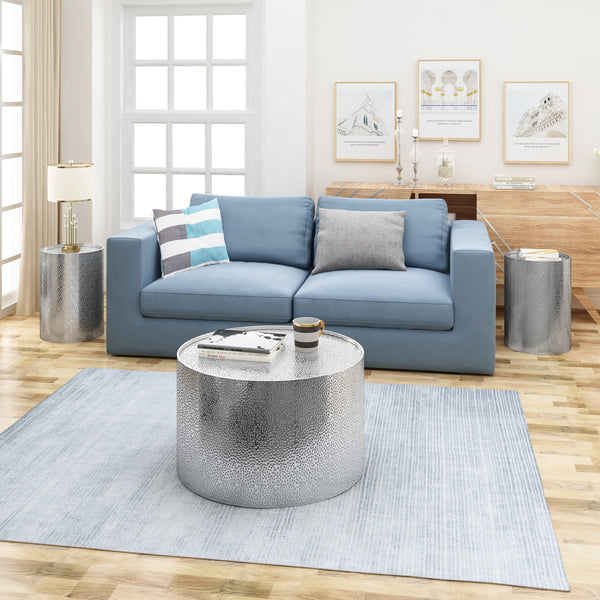 Gdf Studio Rache Modern Round 3 Piece Iron Accent And Coffee Table Set