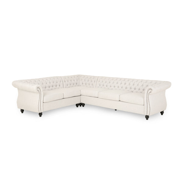 gdf studio Rachel 6 Seater Tufted Fabric Chesterfield Sectional