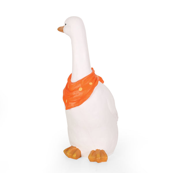 Gdf Studio Rafter Outdoor Goose Garden Statue White And Orange