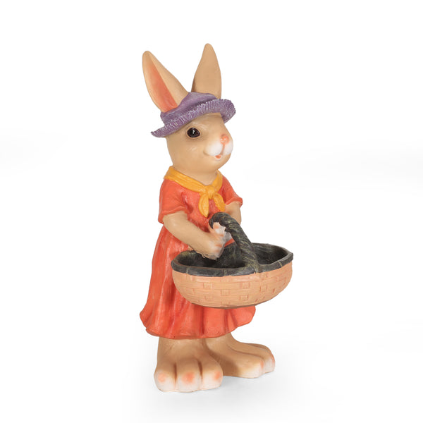 Gdf Studio Raglan Rafter Outdoor Rabbit Garden Statue Brown And Orange