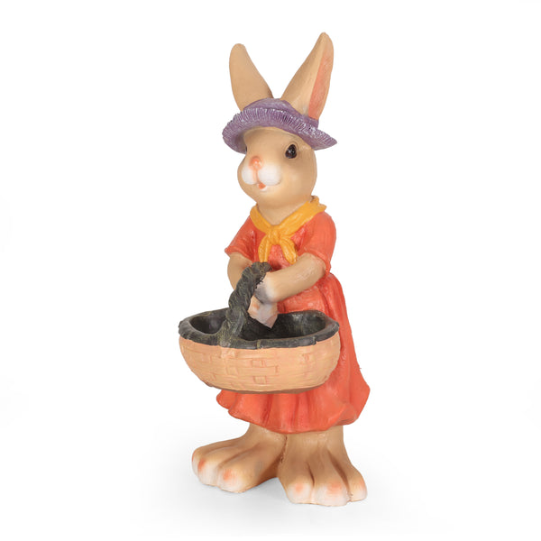 gdf studio Raglan Rafter Outdoor Rabbit Garden Statue Brown and Orange