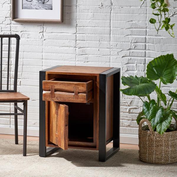 Gdf Studio Raiya Handcrafted Boho Acacia Wood Cabinet