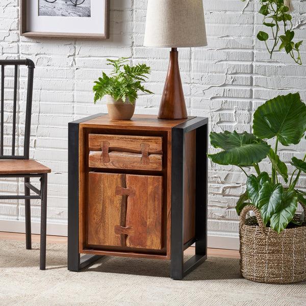 gdf studio Raiya Handcrafted Boho Acacia Wood Cabinet