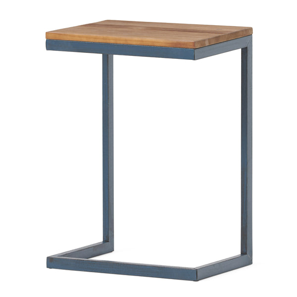 gdf studio Ramona Modern Industrial Firwood C-Shaped Accent Side Table with Iron Frame