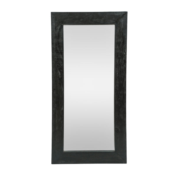 gdf studio Ramsay Rustic Handcrafted Mango Wood Full Length Standing Mirror Black and Brown