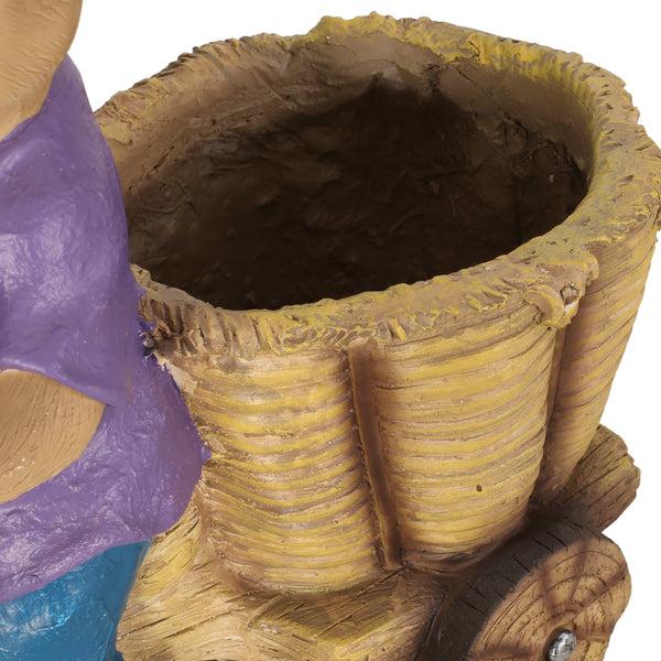 Gdf Studio Randy Outdoor Decorative Rabbit Planter Brown And Blue